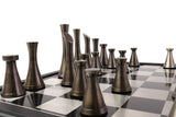 playminds 21-Inch Large Luxury Metal Chess Set – Polished Brass & Silver Staunton"