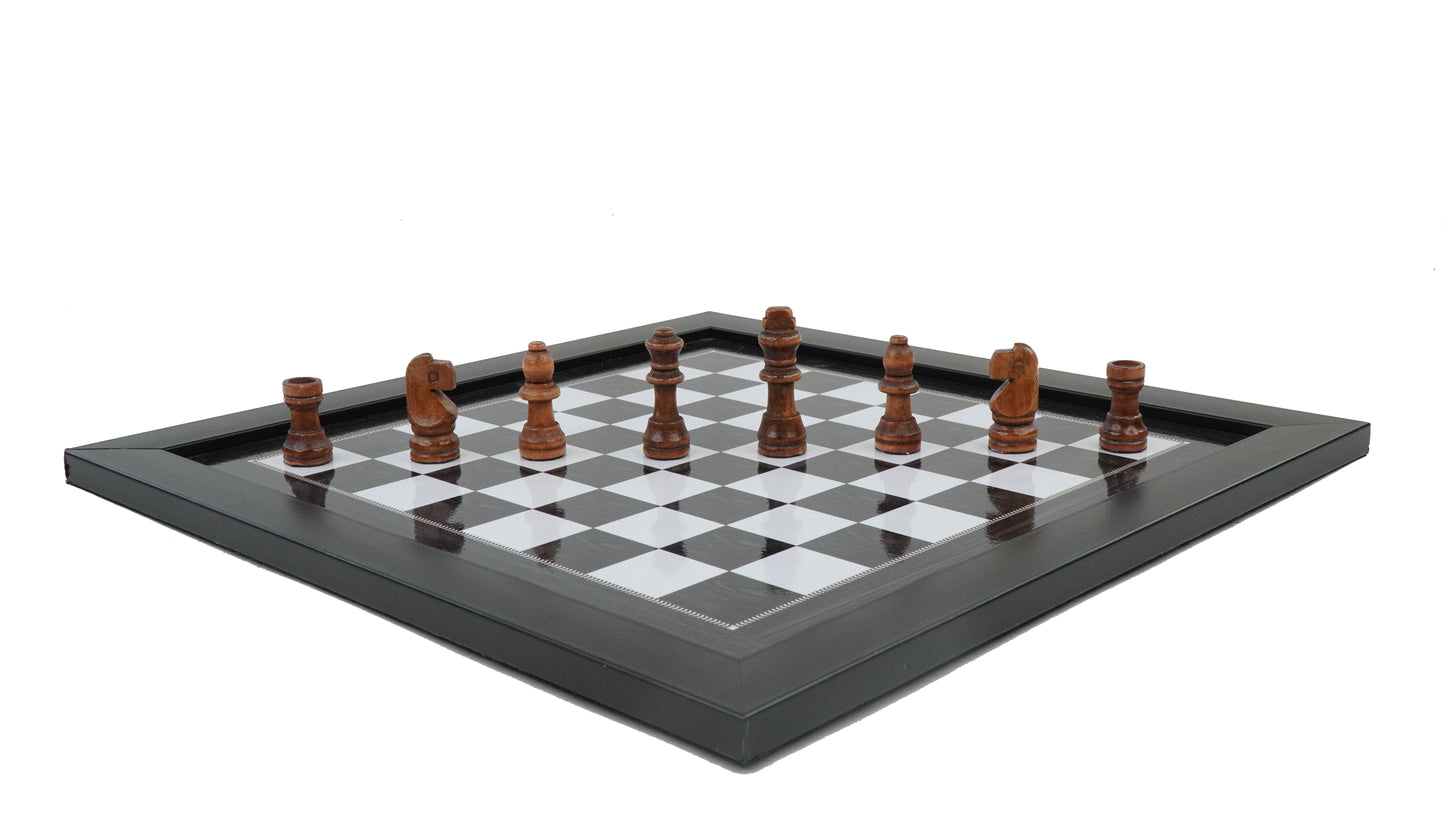 playminds 21" Elite Mirror-Finish Wooden Chess Set – Deep Grain High-Gloss Collection