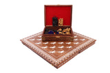 playminds 21" Roman Metal Chess Set with Hand-Carved Floral Chest