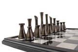 playminds 21-Inch Large Luxury Metal Chess Set – Polished Brass & Silver Staunton"