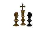 playminds Luxury Regency Series Metal Chess Set | Polished Brass & Gunmetal Black