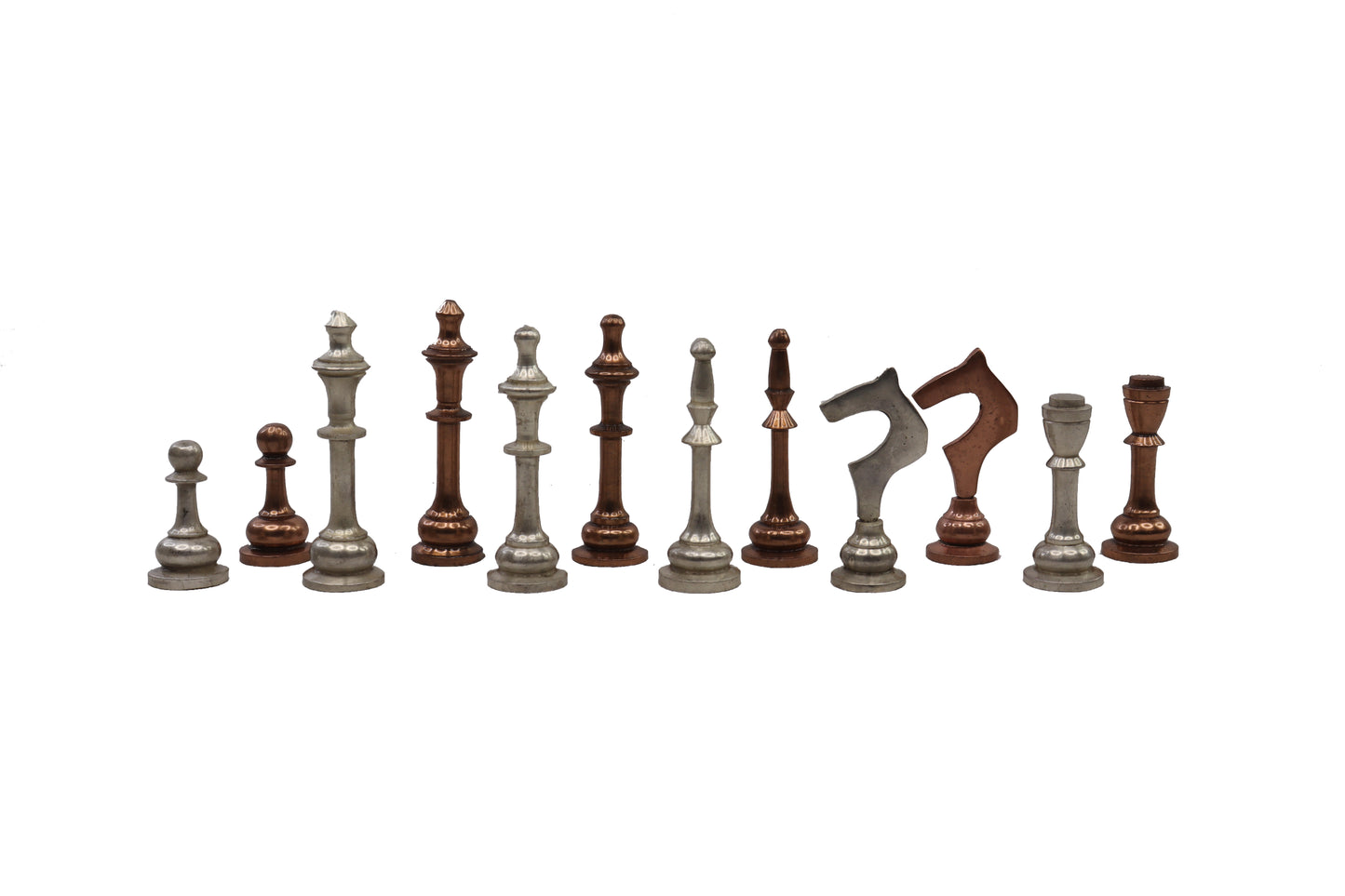 playminds 21-Inch Cylindrical Metal Chess Set | Machined Brass & Gunmetal