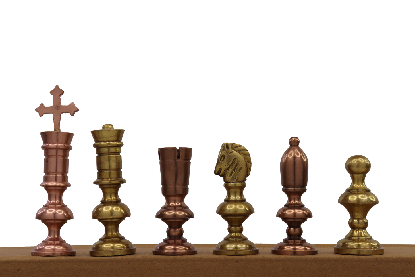 playminds Ultra-Slim Sculptural Metal Chess Set | Polished Brass & Gunmetal