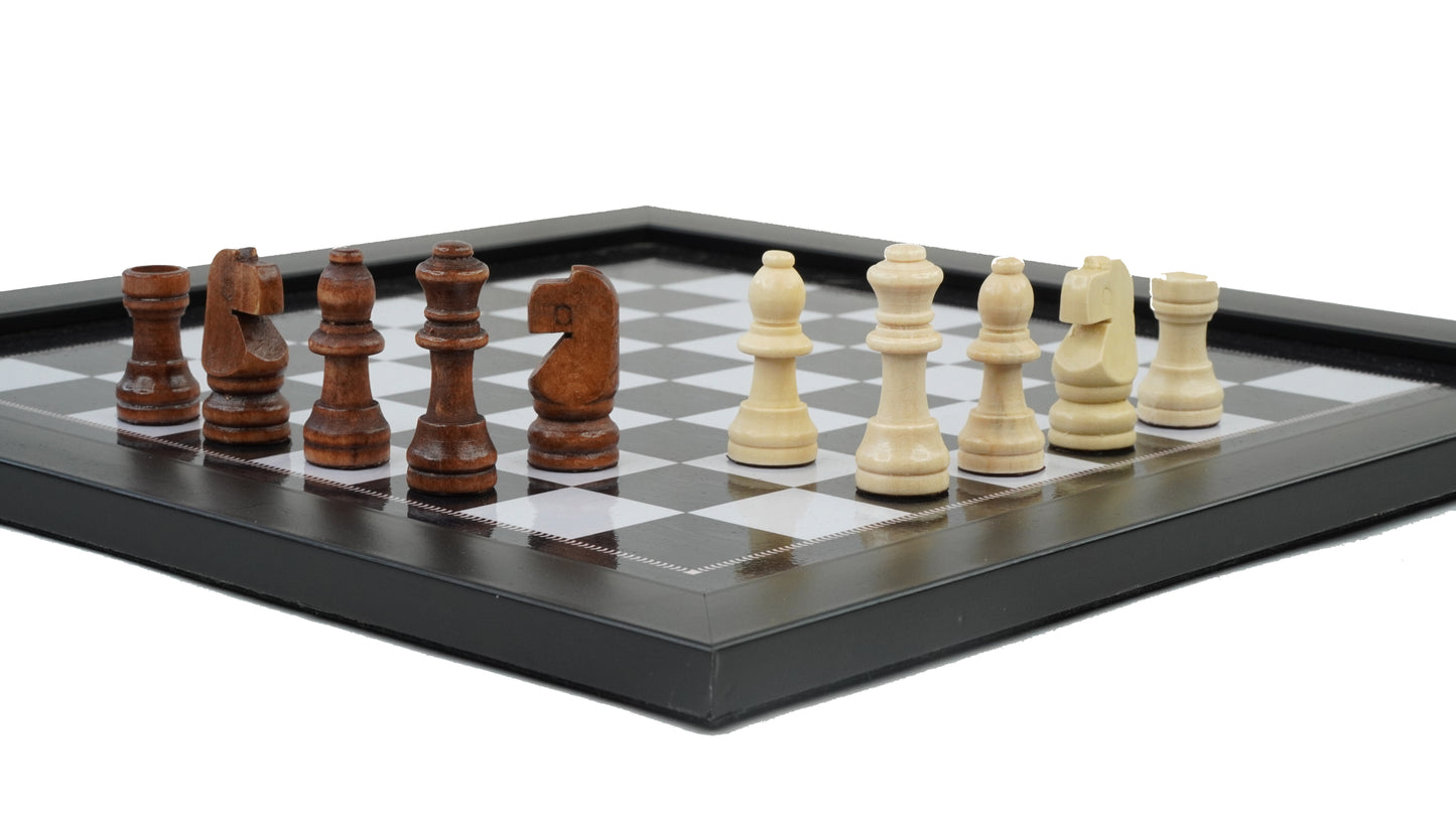 playminds 21" Elite Mirror-Finish Wooden Chess Set – Deep Grain High-Gloss Collection