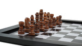 playminds 21" Elite Mirror-Finish Wooden Chess Set – Deep Grain High-Gloss Collection