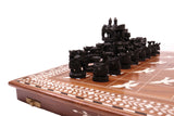 playminds 21" Roman Metal Chess Set with Hand-Carved Floral Chest