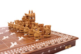 playminds 21" Roman Metal Chess Set with Hand-Carved Floral Chest
