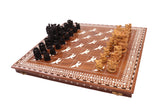 playminds 21" Roman Metal Chess Set with Hand-Carved Floral Chest