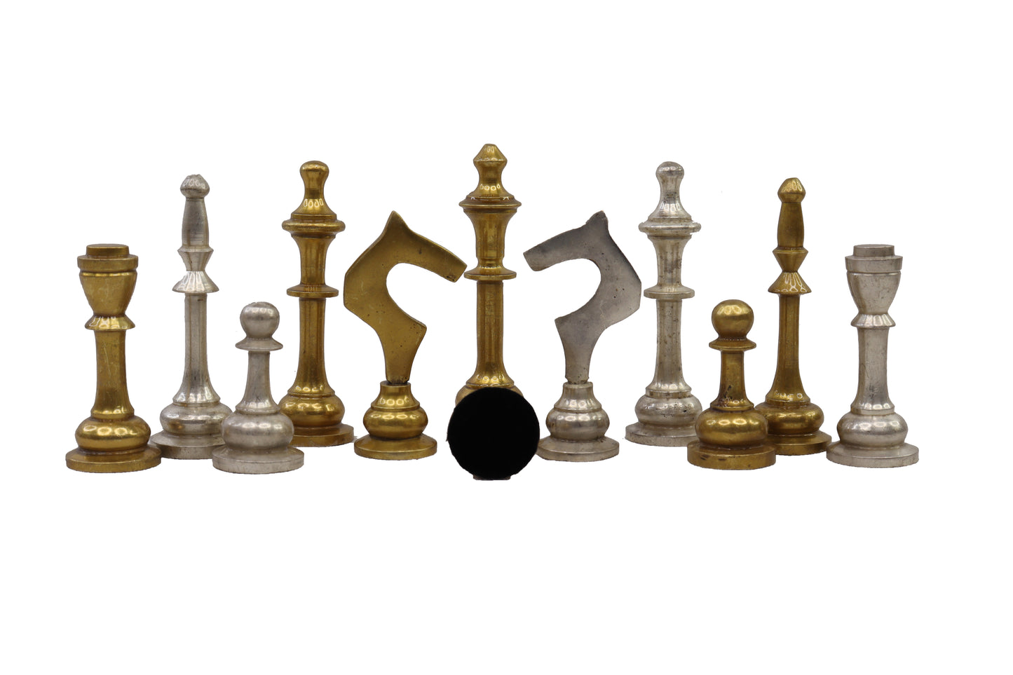 playminds Mirror-Finish Metal Staunton Chess Set | Polished Brass & Silver Chrome