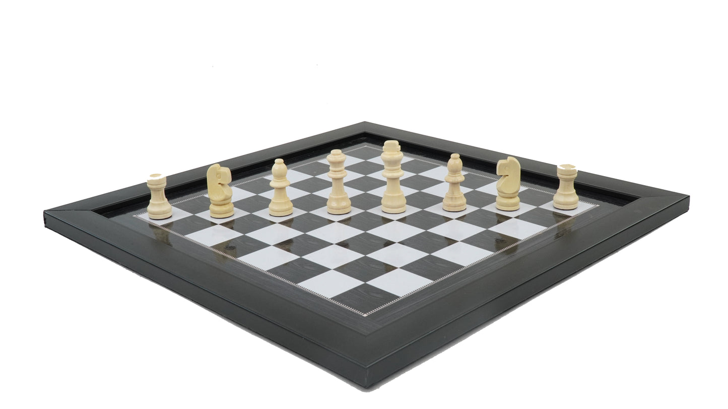 playminds 21" Elite Mirror-Finish Wooden Chess Set – Deep Grain High-Gloss Collection