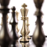playminds 21-Inch Luxury Roman Empire Metal Chess Set | Artisan Rosewood & Maple