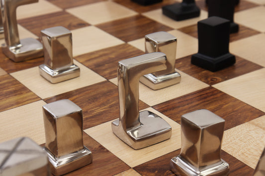 playminds Abstract Metal & Natural Wood Chess Set