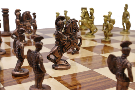 playminds Imperial Roman Luxury Chess Set – Handcrafted Walnut & Maple Board with Antique Figurine Pieces