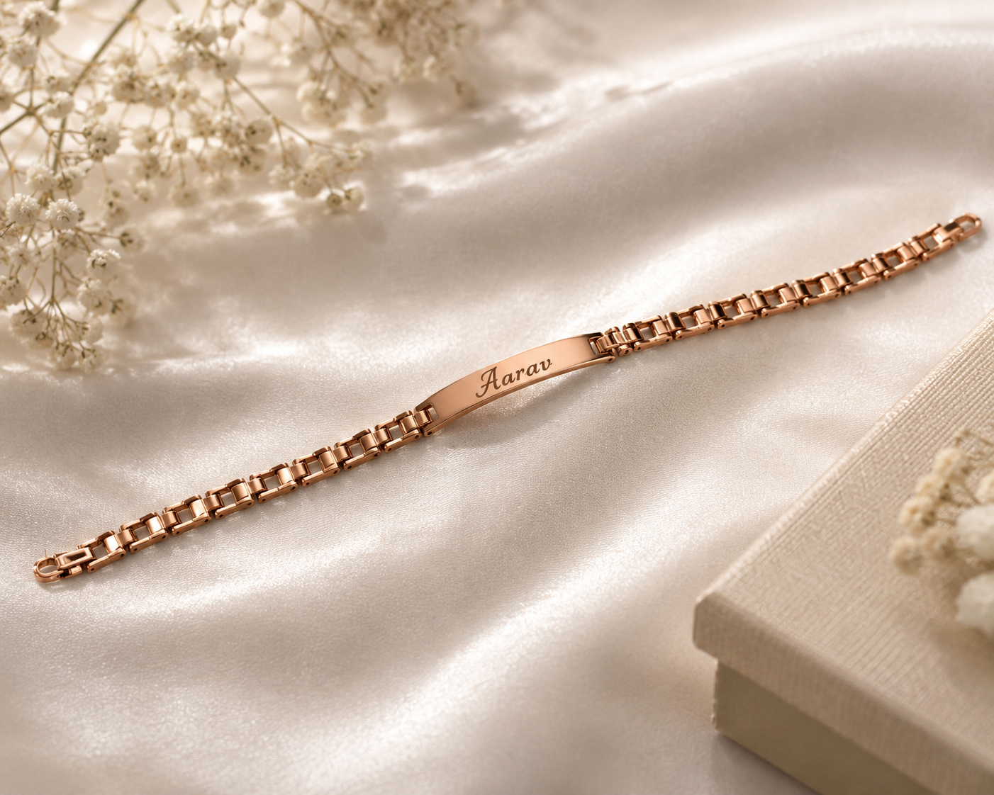 Rakhi - Rose Gold Bracelet - Personalized Name Rakhi