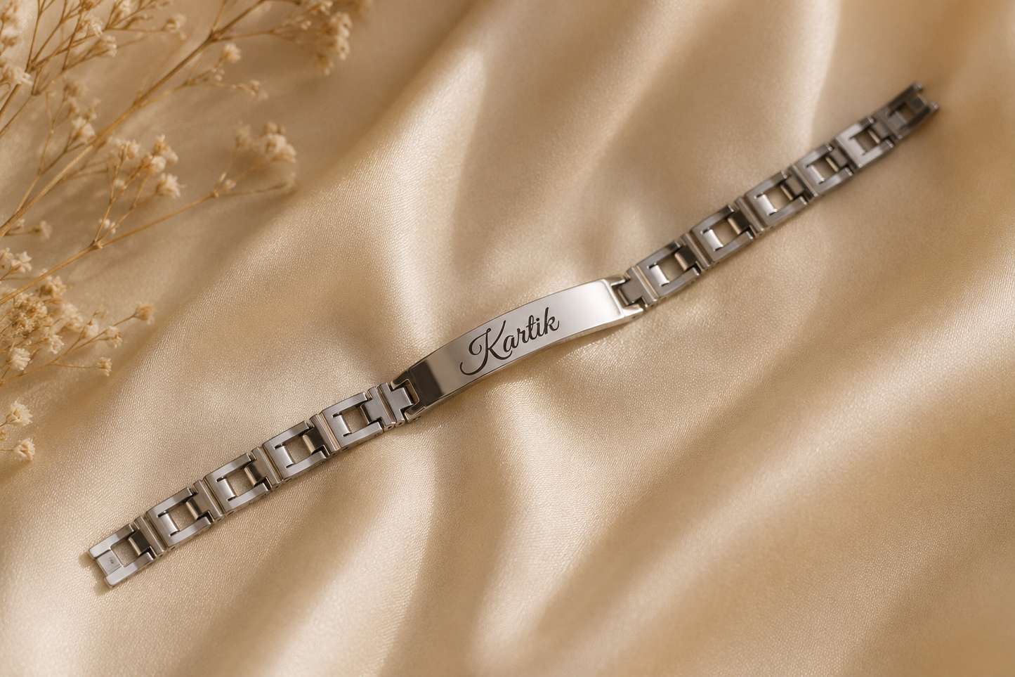 Rakhi - Silver Bracelet - Personalized Name Rakhi