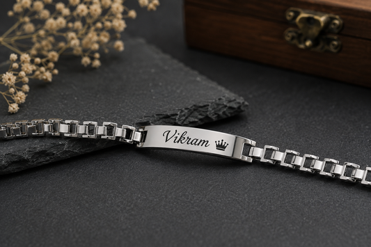 Rakhi - Silver Bracelet - Personalized Name Rakhi