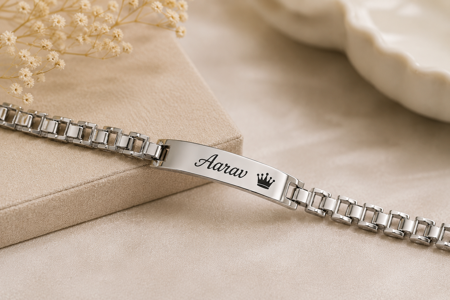 Rakhi - Silver Bracelet - Personalized Name Rakhi