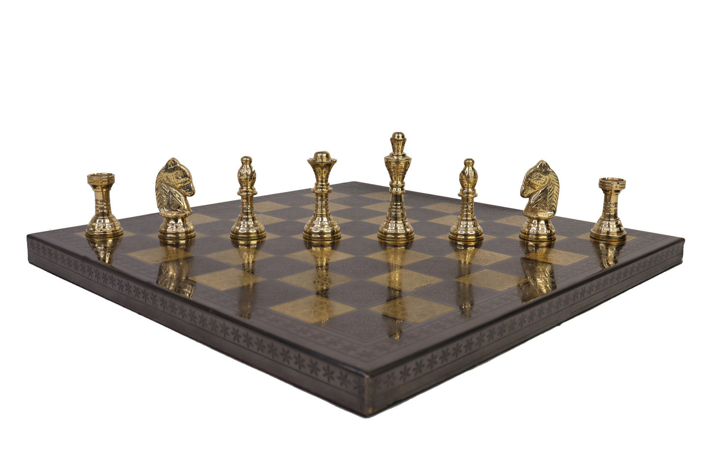Playminds Luxury Brass Metal Chess Set with 12” Board – 2.5” King Height | Premium Decorative Chess Set | Compact Travel & Gift Chess Set