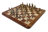 playminds Imperial Roman Luxury Chess Set with Storage Box – Antique Gold & Silver Figurines on Walnut Board