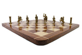 playminds Imperial Roman Luxury Chess Set with Storage Box – Antique Gold & Silver Figurines on Walnut Board