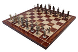 playminds Roman Empire Luxury Metal Chess Set with 21" Handcrafted Wooden Board