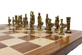 playminds Imperial Roman Luxury Chess Set with Storage Box – Antique Gold & Silver Figurines on Walnut Board