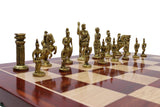 playminds  Roman Empire Handcrafted Metal Chess Set with Luxury Wooden Board