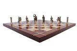 playminds Roman Empire Luxury Metal Chess Set with 21" Handcrafted Wooden Board