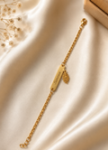 Rakhi - Personalized Gold Name Bracelet with Feather Charm