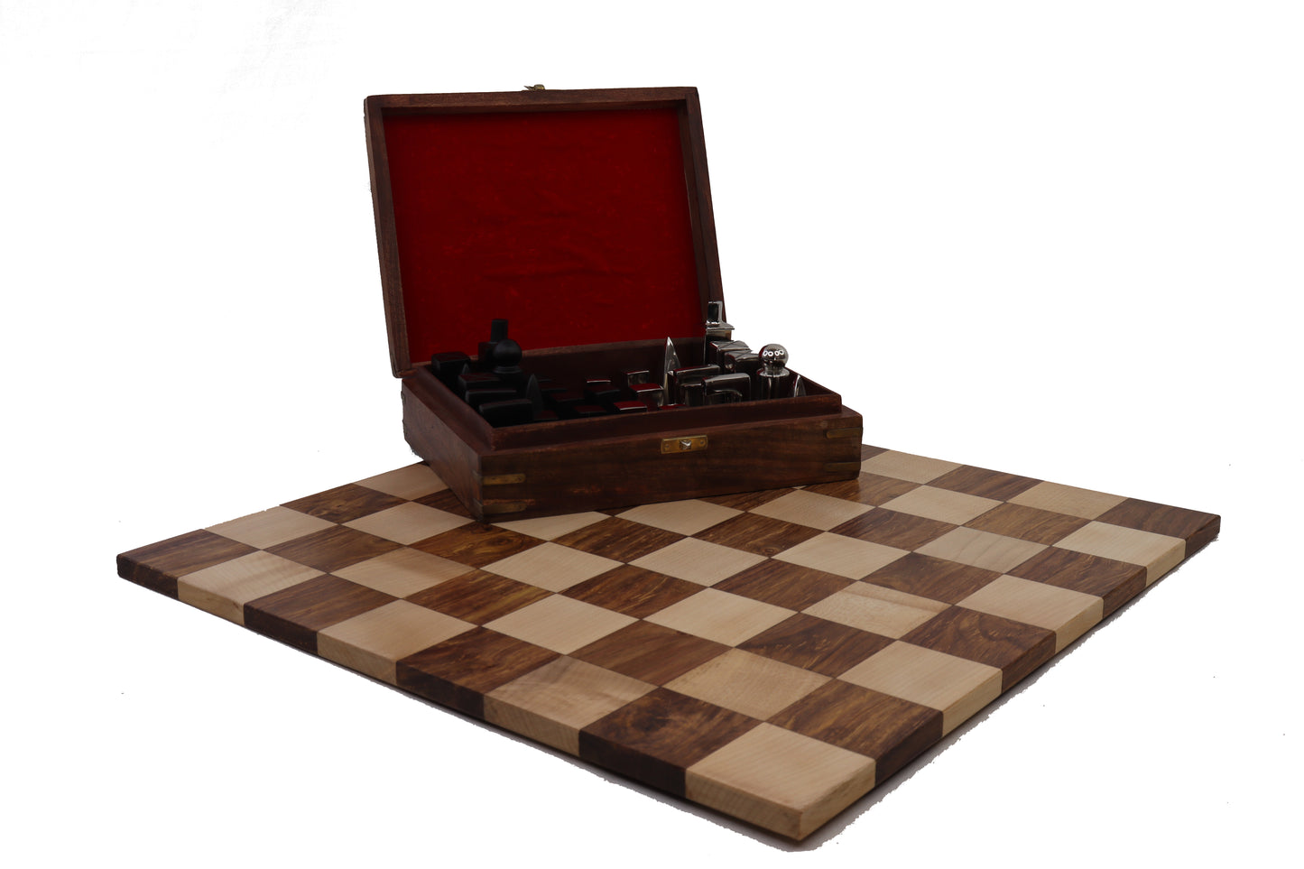 playminds Abstract Metal & Natural Wood Chess Set