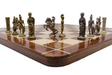 playminds Imperial Roman Luxury Chess Set with Storage Box – Antique Gold & Silver Figurines on Walnut Board