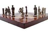playminds Roman Empire Luxury Metal Chess Set with 21" Handcrafted Wooden Board