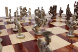 playminds Roman Empire Luxury Metal Chess Set with 21" Handcrafted Wooden Board