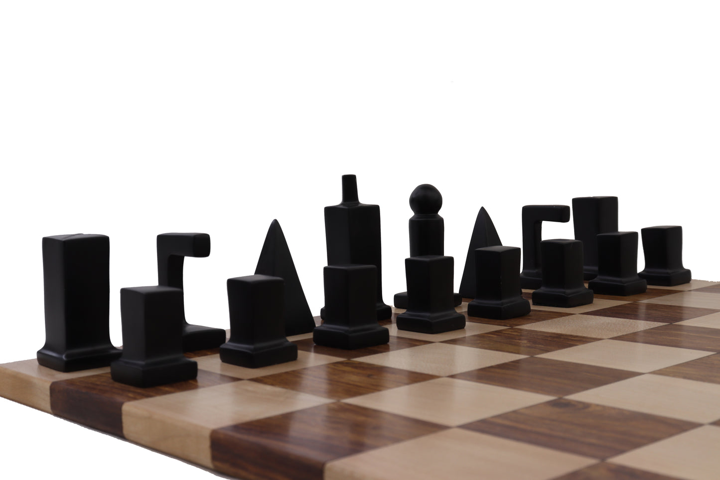 playminds Abstract Metal & Natural Wood Chess Set