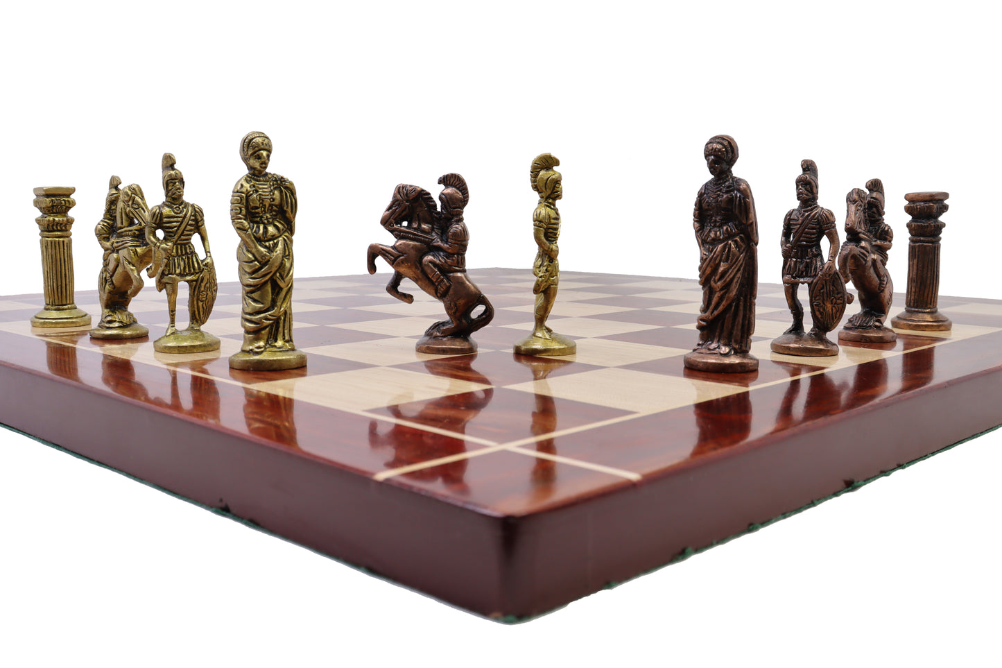 playminds  Roman Empire Handcrafted Metal Chess Set with Luxury Wooden Board