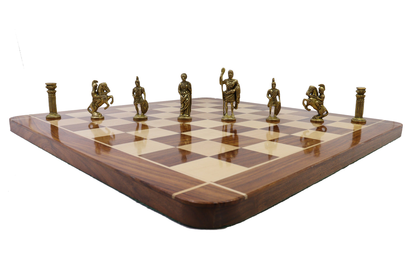 playminds Roman Empire Luxury Chess Set – Handcrafted Wooden Board with Antique Gold & Black Figurine Pieces