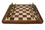 playminds Imperial Roman Luxury Chess Set with Storage Box – Antique Gold & Silver Figurines on Walnut Board