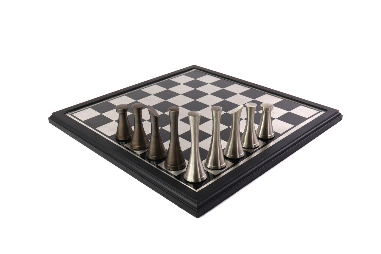playminds 21-Inch Large Luxury Metal Chess Set – Polished Brass & Silver Staunton"
