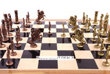 playminds Roman Empire Metal Chess Set with Hand-Carved Floral Chest