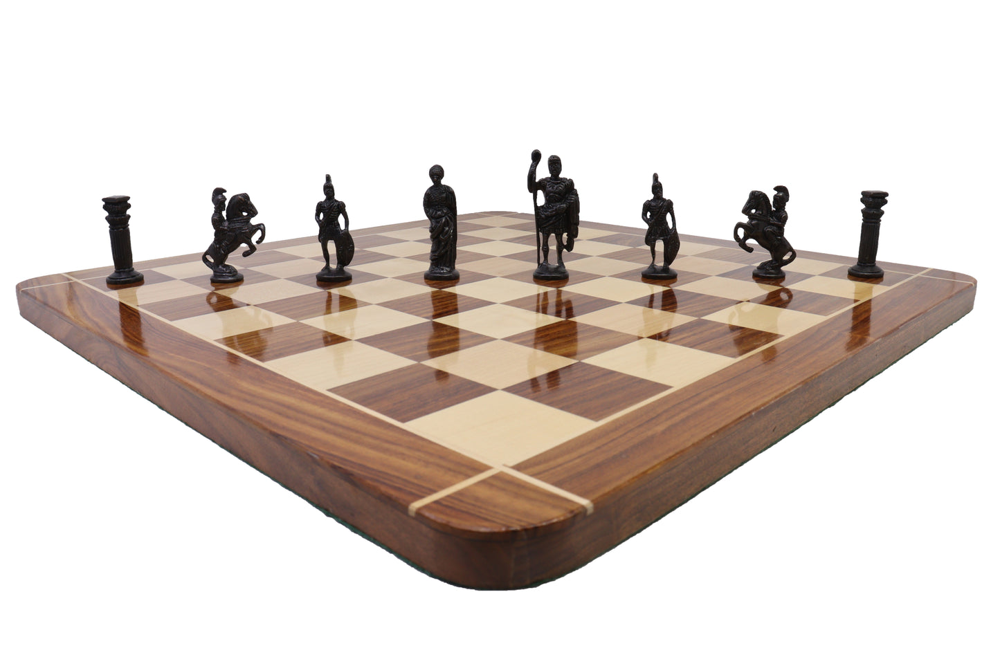 playminds Roman Empire Luxury Chess Set – Handcrafted Wooden Board with Antique Gold & Black Figurine Pieces