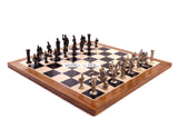 playminds Roman Empire Metal Chess Set with Hand-Carved Artisan Chest