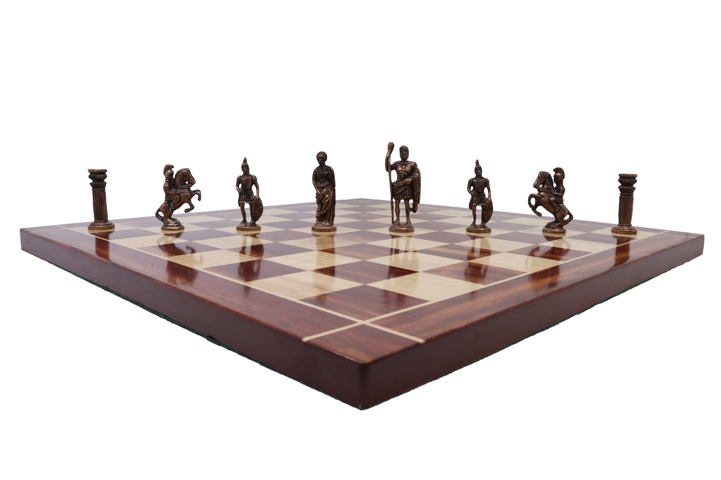playminds Roman Empire Luxury Metal Chess Set with 21" Handcrafted Wooden Board
