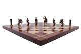 playminds Roman Empire Luxury Metal Chess Set with 21" Handcrafted Wooden Board