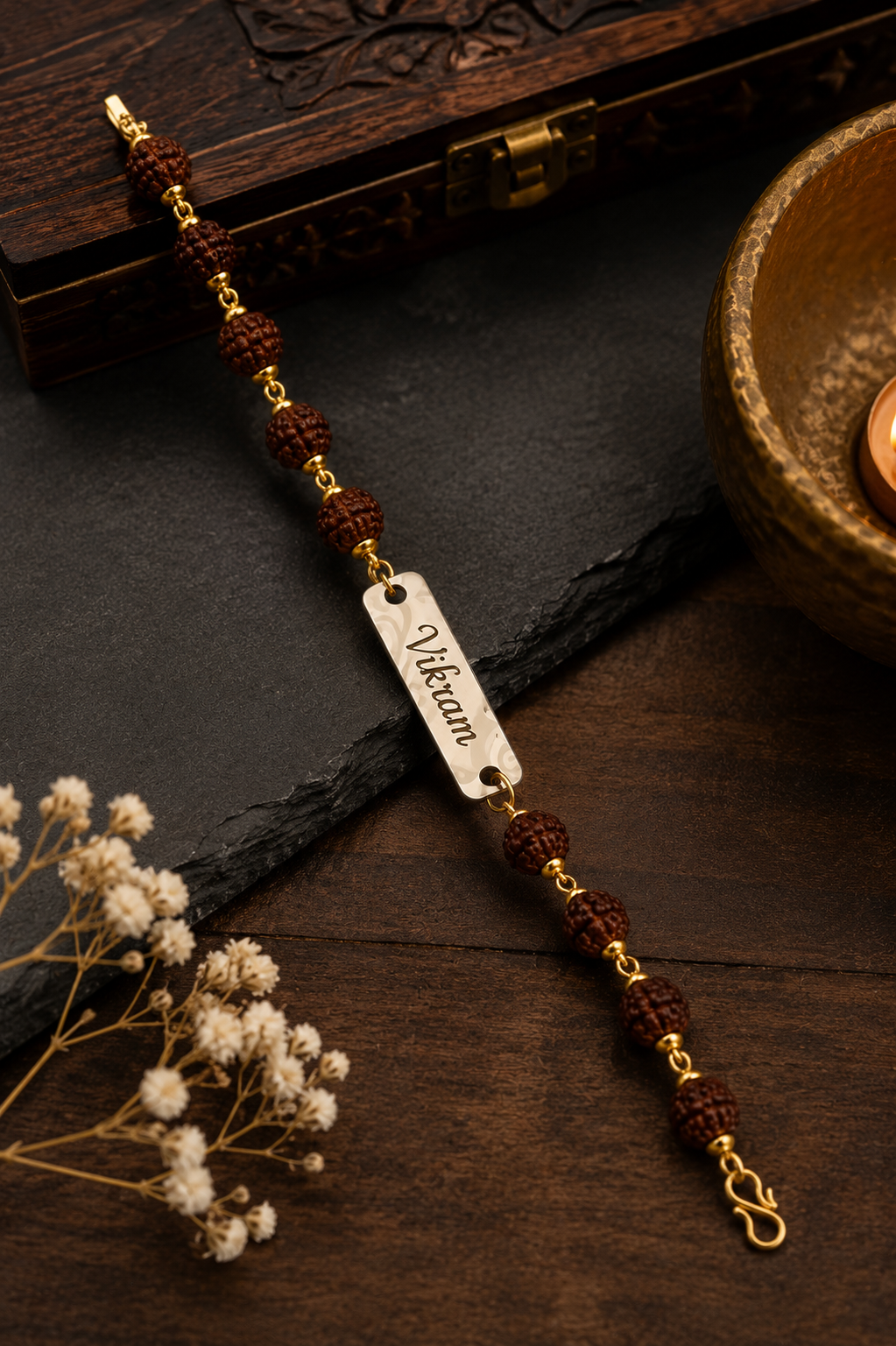 Rakkhi - Personalized Rudraksha Name Bracelet