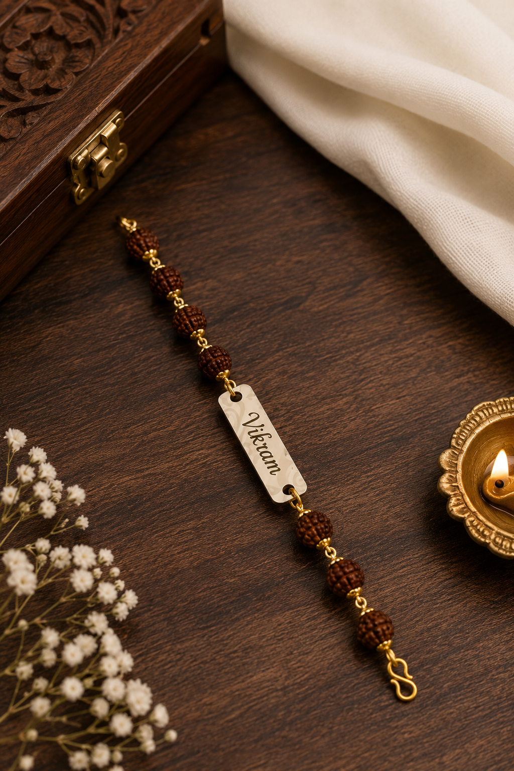 Rakkhi - Personalized Rudraksha Name Bracelet