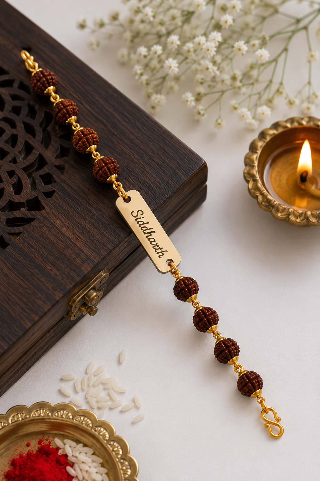 Rakkhi - Personalized Rudraksha Name Bracelet