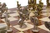 playminds Imperial Roman Luxury Chess Set with Storage Box – Antique Gold & Silver Figurines on Walnut Board