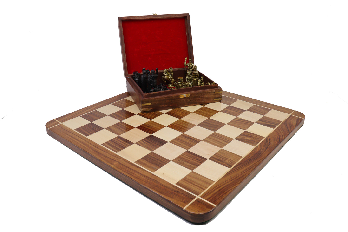 playminds Roman Empire Luxury Chess Set – Handcrafted Wooden Board with Antique Gold & Black Figurine Pieces